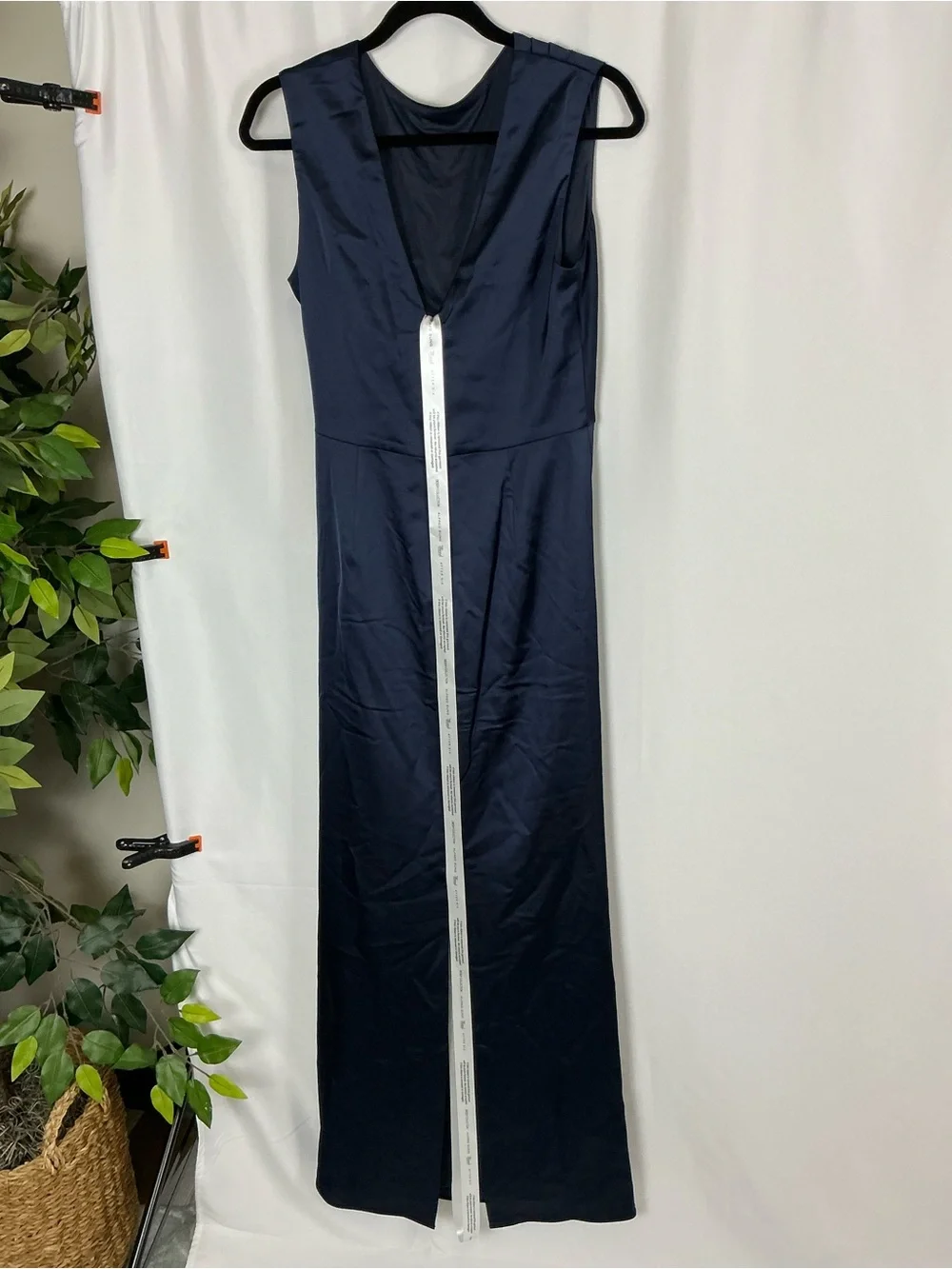 After Six Midnight Navy High Neck Satin Sleeveless Maxi Dress - Picture 5 of 7